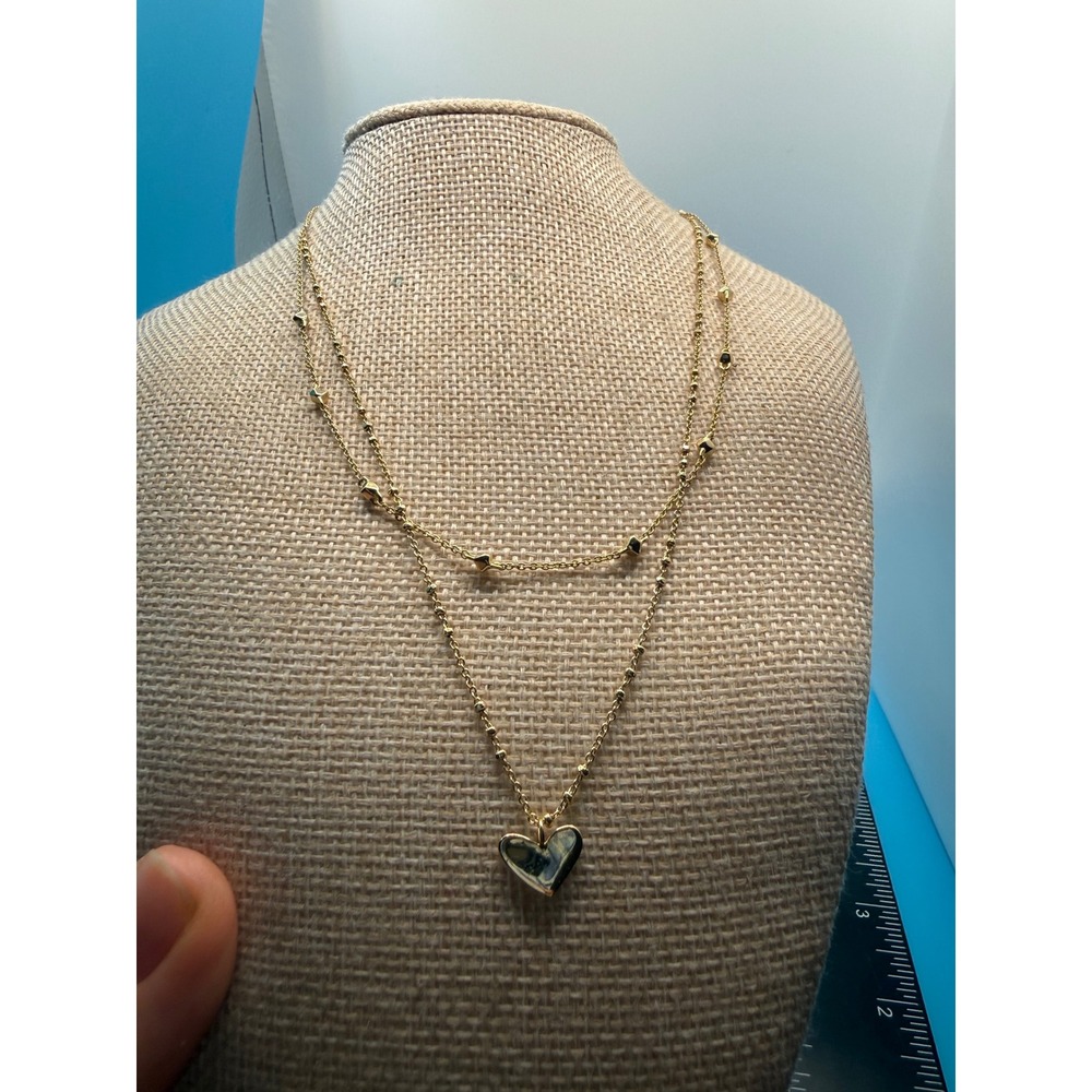 Kendra Scott Ari Heart Multi Strand Necklace Gold Tone Layered Satellite Chain - Picture 2 of 5